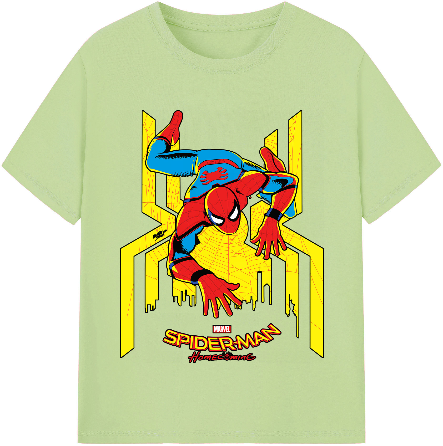 （画像用） Spider Man スパイダーマン 綿100％半袖Tシャツ（フロントプリント）
